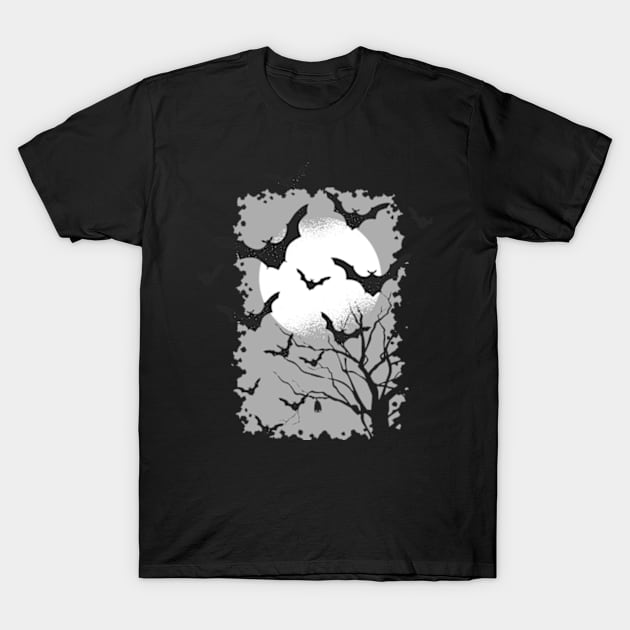 Halloween Forest Bats T-Shirt by LYNEXART